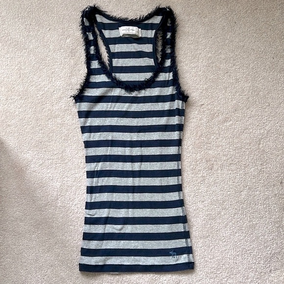 Abercrombie & Fitch Tops - A&F Ruffled Rim Striped Slimming Tank Top